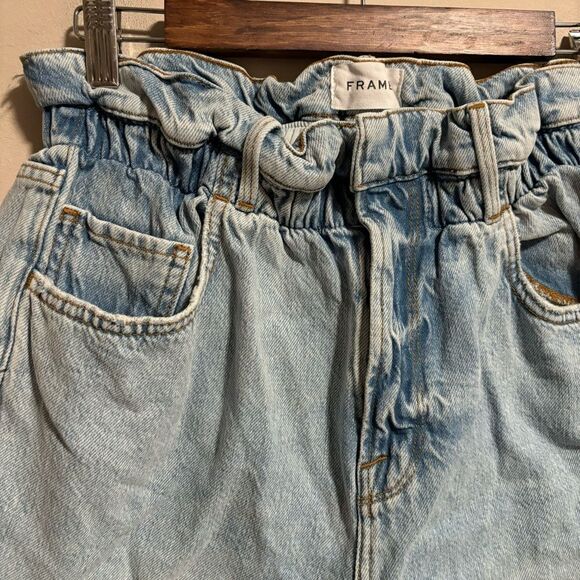 FRAME Elastic Waist Shorts in Natoma Clean Paperbag Denim- Size Small - Picture 5 of 12